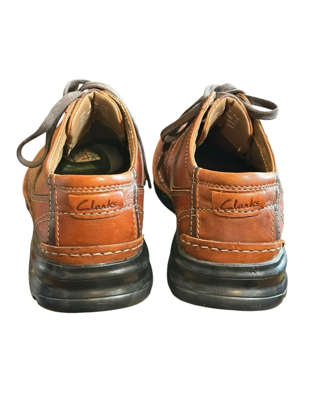 Clarks Touareg Leather Casual Oxford Shoes Brown Two-Tone 9.5 M Comfort Laves